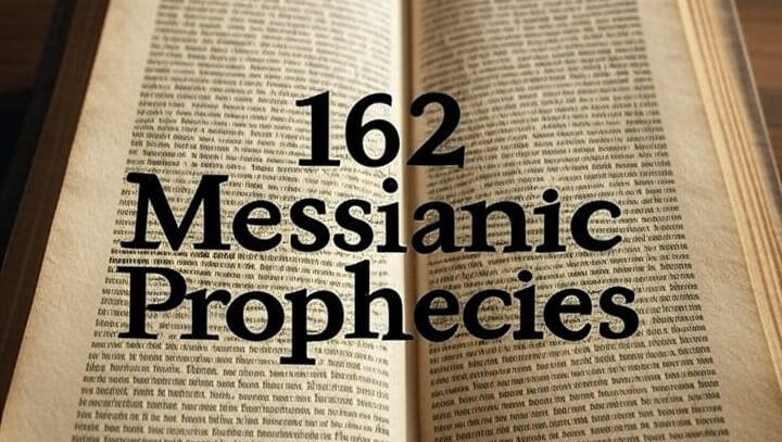 An open Bible with the words 162 Messianic Prophecies
