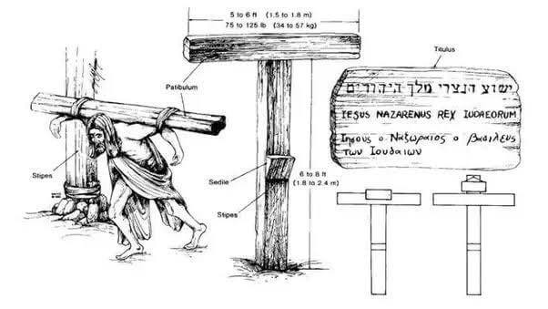 Diagram showing the components of the Roman cross.